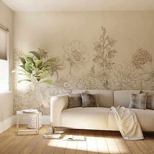 Art for the home Fototapete »Gedämpfte Blumenmuster«, geblümt, Design Tapet günstig online kaufen