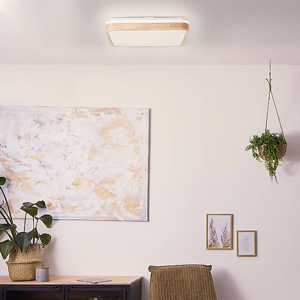 Brilliant LED Deckenleuchte »Tumeo«, 40 x 40 cm, 2400 lm, Metall/Holz, holz günstig online kaufen