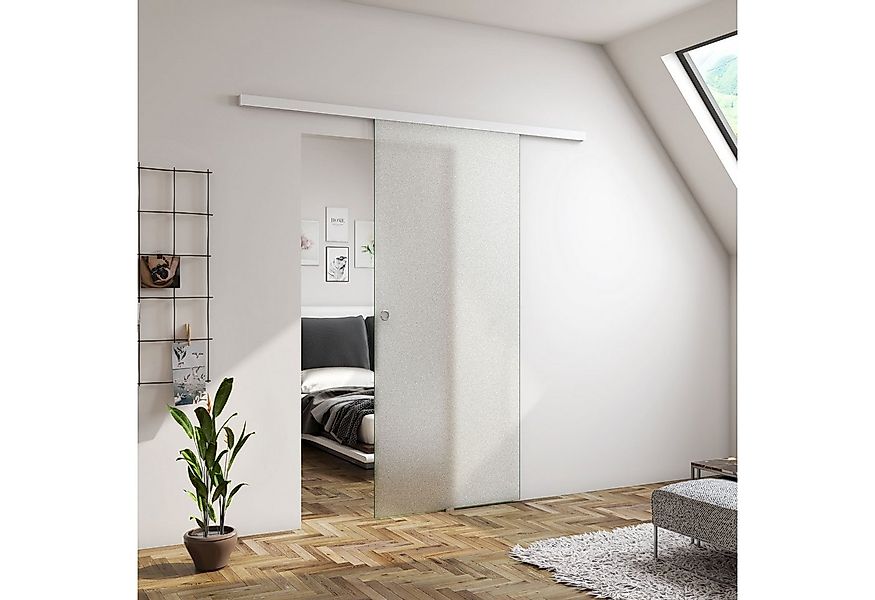 duschspa Glasschiebetür 8mm ESG Milchglas Glastür aufgehängte Schiebetür H: günstig online kaufen