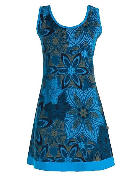 Vishes Minikleid Damen Mini-Kleid Baumwolle Blumen-Muster A-Linie Rundhalsa günstig online kaufen