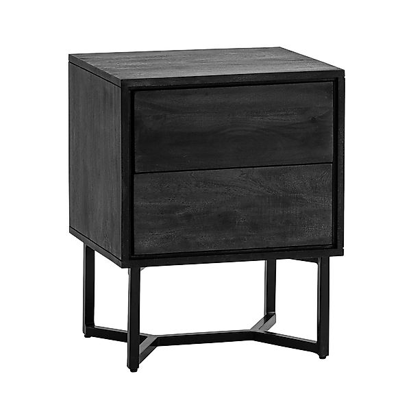 FINEBUY Nachttisch Nachttisch Massivholz Schwarz 2 günstig online kaufen