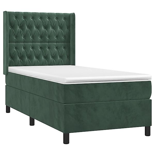 vidaXL Boxspringbett mit Matratze & LED Dunkelgrün 90x200 cm Samt 3139724 günstig online kaufen
