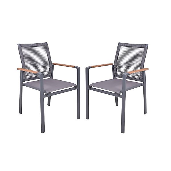 Garden Pleasure Stapelstuhl Davina 2er Set Braun-Anthrazit FSC® günstig online kaufen