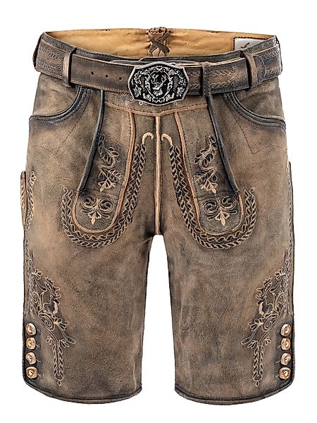 FUCHS Trachtenlederhose Lederhose kurz Fabian antik-stein günstig online kaufen