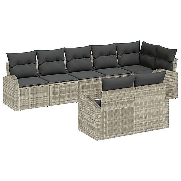 vidaXL Loungesofa 9-tlg. Garten-Sofagarnitur mit Kissen Grau Poly Rattan, 9 günstig online kaufen
