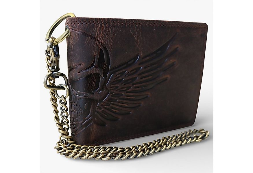MDM Geldbörse Biker Leder Geldbörse mit Kette, Totenkopf, RFID, echtes Lede günstig online kaufen