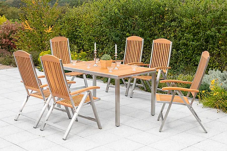 MERXX Garten-Essgruppe »Keros« 7 Stk. tlg. 6 Klappsessel mit Tisch günstig online kaufen