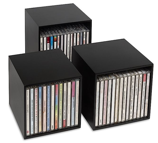 Cubix Aufbewahrungsbox cubix-CD-Boxen schwarz, 3 Aufbewahrungs-Boxen aus Ho günstig online kaufen