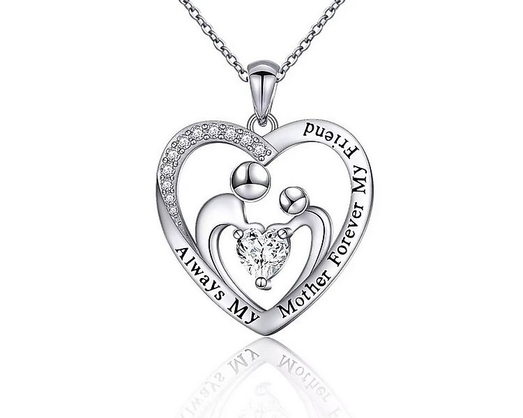 ELLAWIL Silberkette Herzkette Zirkonia Glitzerstein Mutter / Tochter / best günstig online kaufen