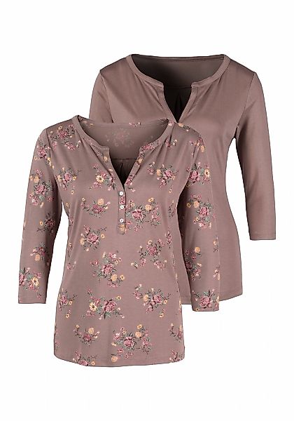 LASCANA 3/4-Arm-Shirt, (2er-Pack), in modischer Blusenoptik günstig online kaufen