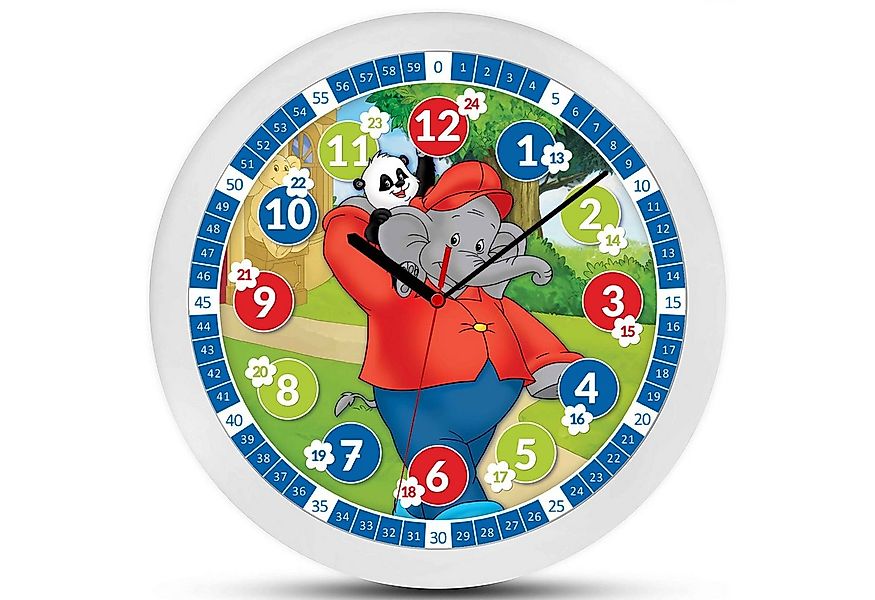 K&L Wall Art Wanduhr Benjamin Blümchen Wanduhr Kinder Lernuhr Kinderzimmer günstig online kaufen