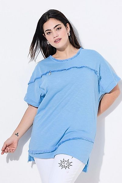 Angel of Style Druckbluse T-Shirt oversized Fransen Zier-Zipper günstig online kaufen