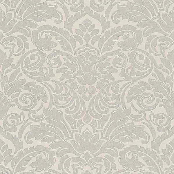 PROFHOME 305451-GU Barock Tapete Ornament Matt Silber Creme 0,52 m x 10,05 günstig online kaufen