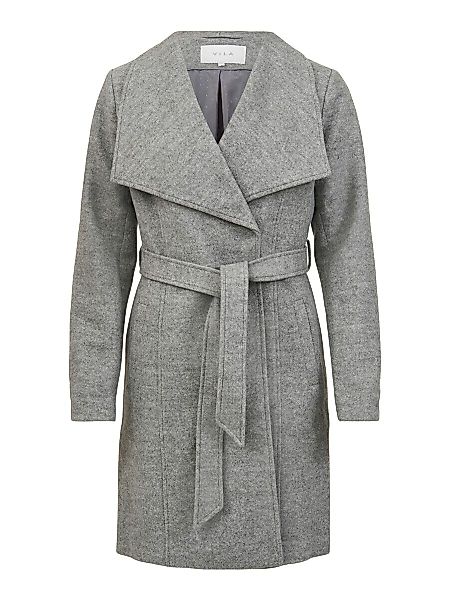 VILA Taillengürtel Wollgemisch Mantel Damen Grau günstig online kaufen