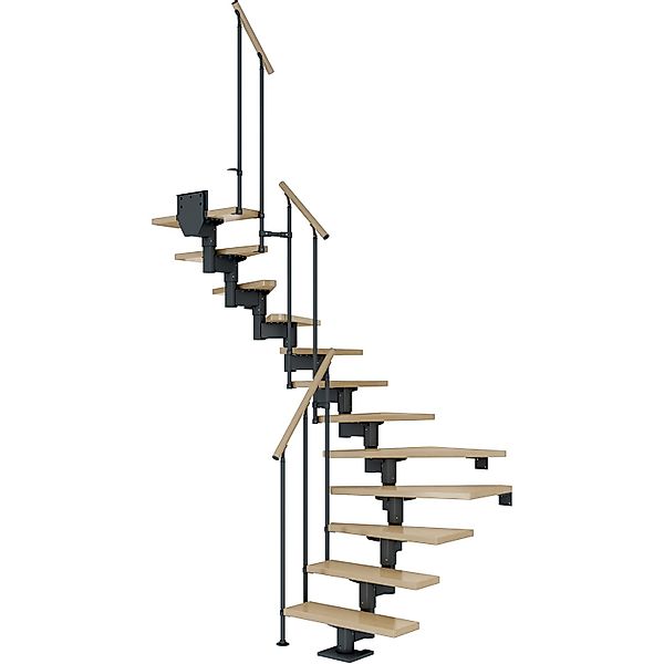 Dolle Mittelholmtreppe Cork Ahorn Anthrazit GH b. 315cm 1/2 Gewendelt 75 cm günstig online kaufen