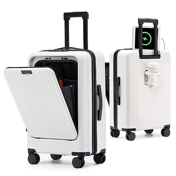 TWSOUL Hartschalen-Trolley Handgepäck Koffer, mitGetränkehaltern USB-Anschl günstig online kaufen