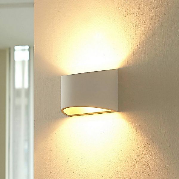 Lindby Wandleuchte Heiko, Gips Weiß IP20, 1 x 5 W LED günstig online kaufen