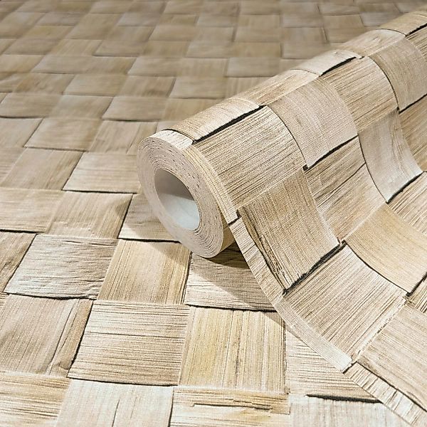 Marburg Vliestapete Geflochtene 3D-Rechtecke Modern 10,05 m x 0,53 m Weiß-B günstig online kaufen
