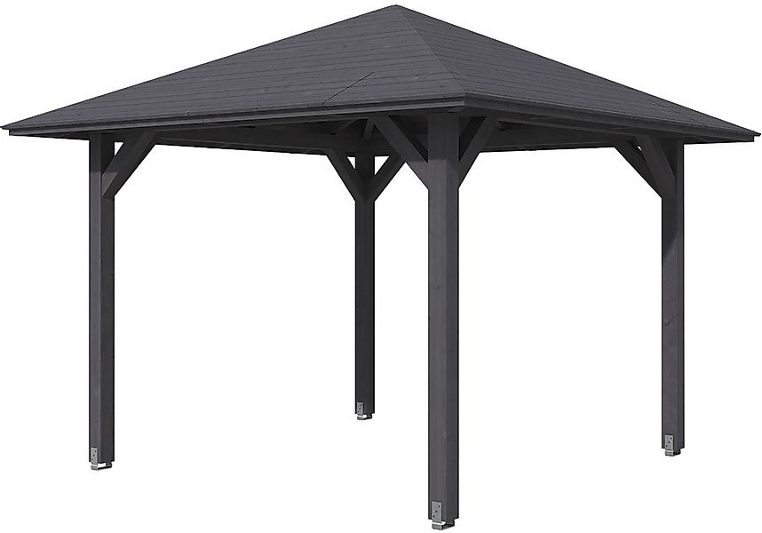 Skan Holz Holz-Pavillon Cannes 1 Schiefergrau lasiert 294 cm x 294 cm günstig online kaufen