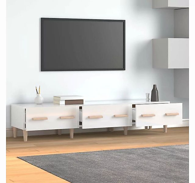 furnicato TV-Schrank Hochglanz-Weiß 150x34,5x30 cm Holzwerkstoff günstig online kaufen