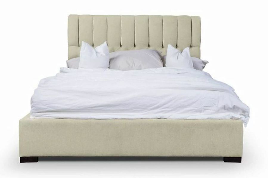 JVmoebel Bett Bett Beige Doppelbett Holz Modern Betten Luxus Stoff Bett Sch günstig online kaufen