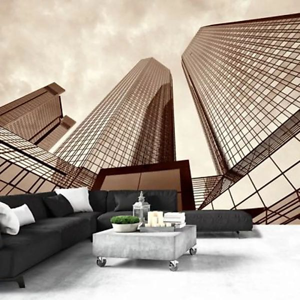 artgeist Fototapete Glass Skyscrapers sand Gr. 350 x 245 günstig online kaufen
