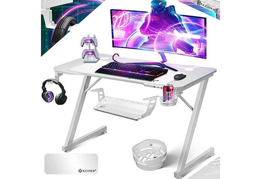KESSER Gamingtisch, Gaming Schreibtisch mit Getränkehalter Ergonomischer Ga günstig online kaufen