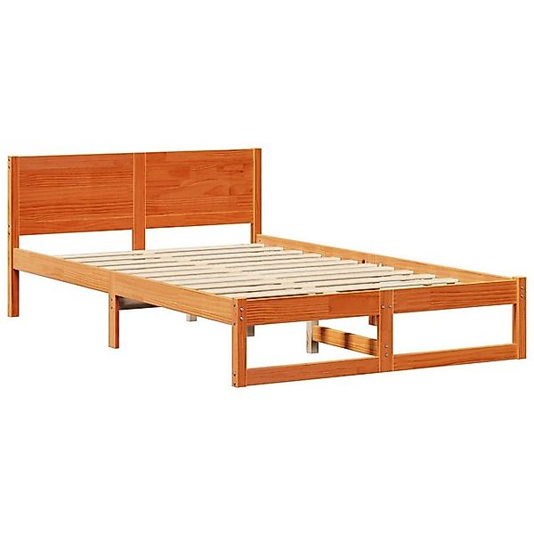 vidaXL Bett Bettgestell Gewachst Braun Massivholz Kiefer 140 x 190 cm (1-tl günstig online kaufen