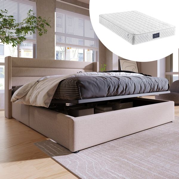 Odikalo Stauraumbett Polster Doppelbett 140/160/180 Lattenrost günstig online kaufen