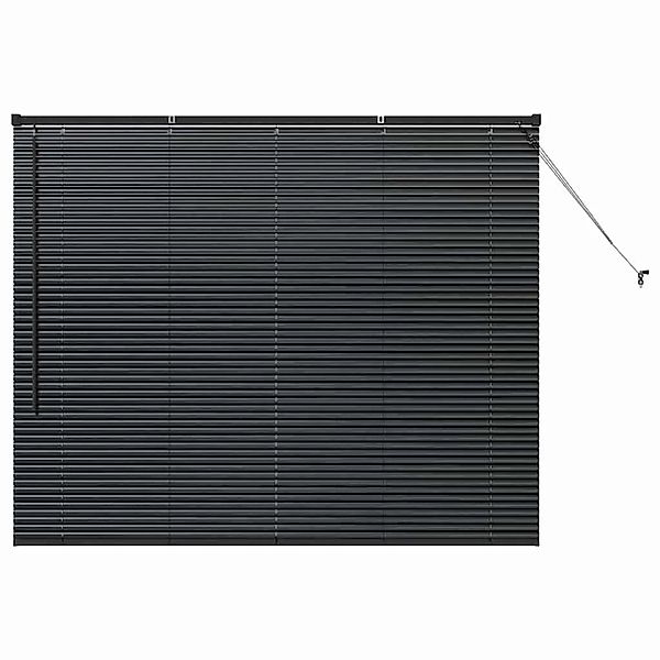 vidaXL Balkenjalousien mit Vorhängen Schwarz 130 x 155 cm Aluminium 4200613 günstig online kaufen