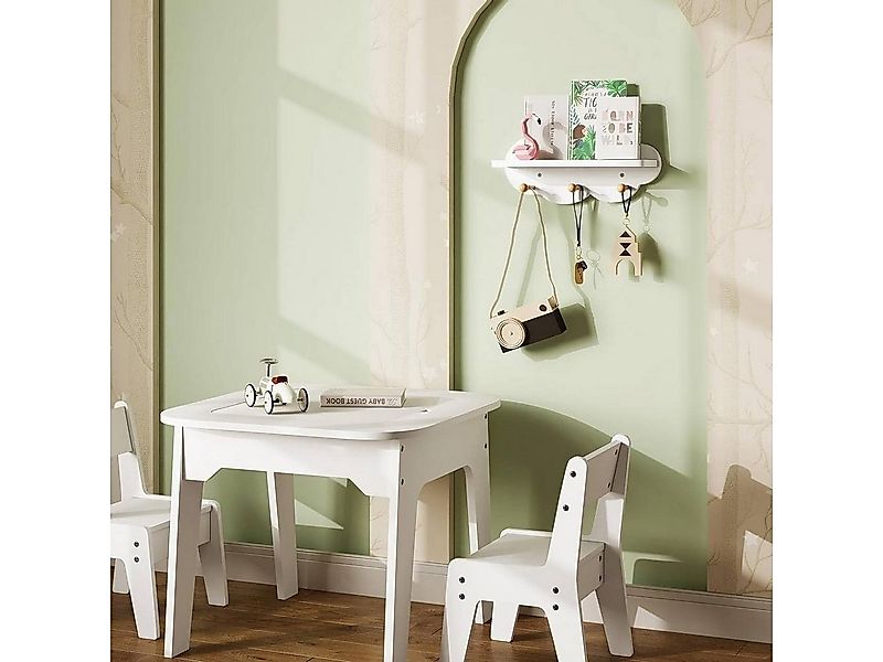 Woltu Wandregal, 3-tlg., Kinder Wolkenregal mit Haken, weiß günstig online kaufen