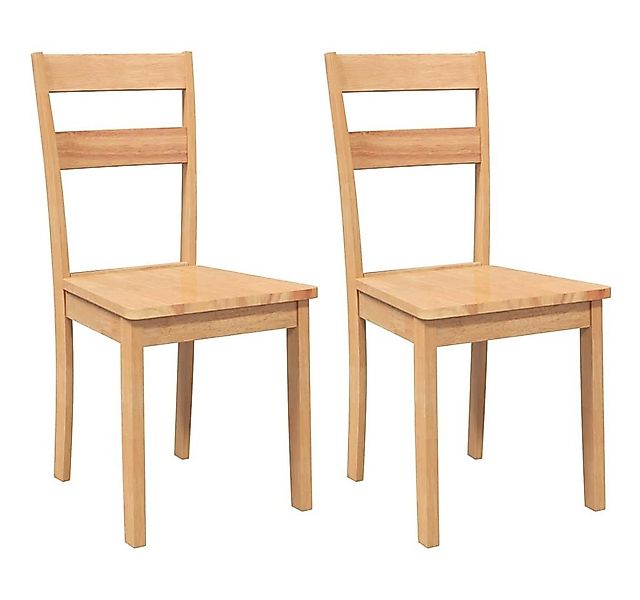 vidaXL Esszimmerstuhl Esszimmerstühle 2 Stk. Natur Massivholz Gummibaum (2 günstig online kaufen
