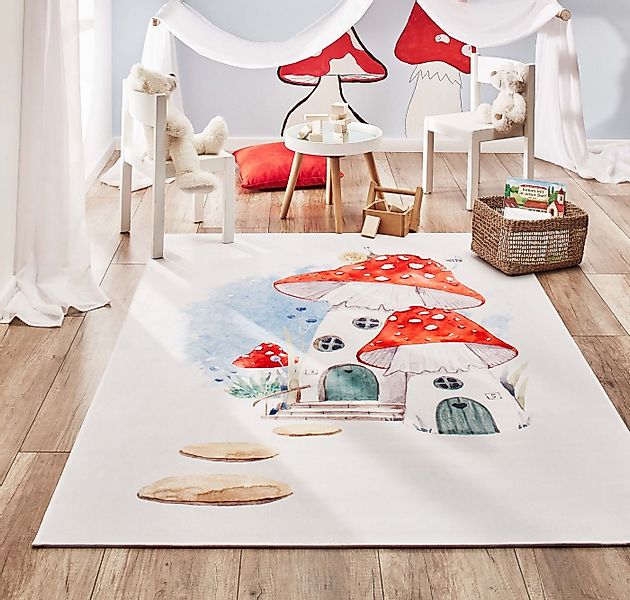 Steffensmeier Kinderteppich Sweet Dreams Pilzhaus, Rechteckig, Kinderzimmer günstig online kaufen