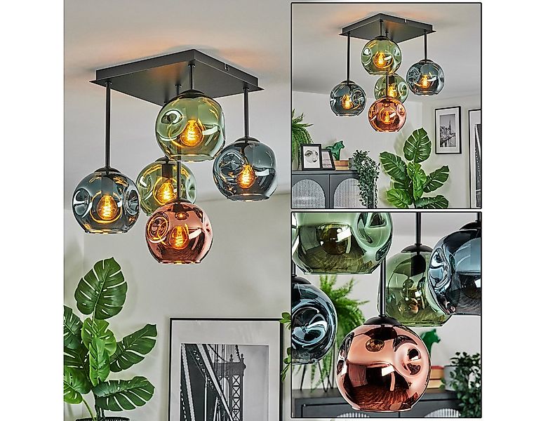 hofstein Deckenleuchte Deckenlampe aus Metall/Glas in Schwarz/Blau/Grün/Kup günstig online kaufen