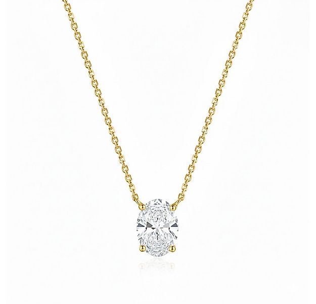 Sternvoll Goldkette 18K Gold Collier 0.32 ct ovaler Diamant IGI-zert., Oval günstig online kaufen