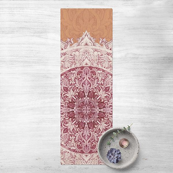 Kork-Teppich Mandala Aquarell Ornament rot günstig online kaufen