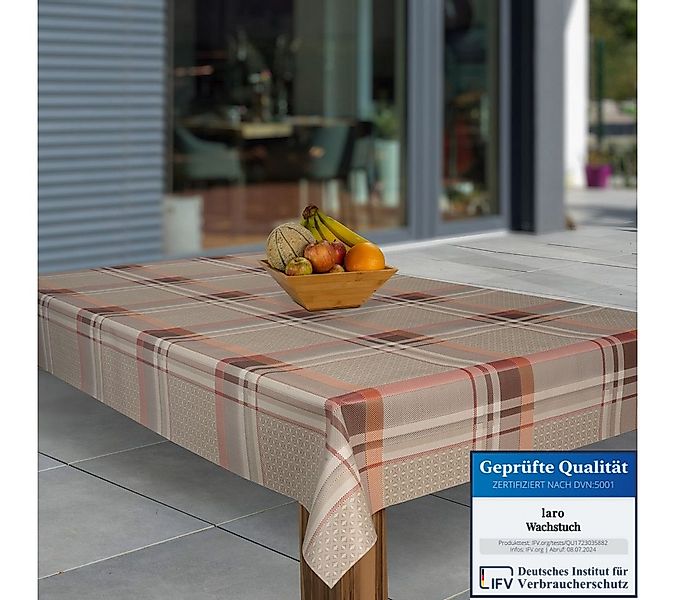 laro Tischdecke Wachstuch-Tischdecken Weihnachten Karo Braun Beige rechteck günstig online kaufen