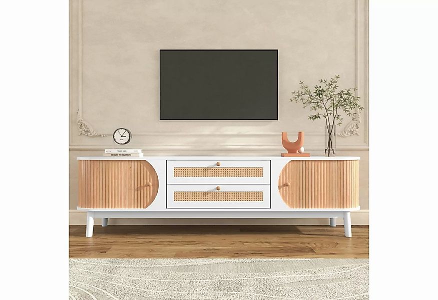 MODFU TV-Schrank Lowboard (TV-Schrank mit Türen und Schubladen, TV-Ständer günstig online kaufen
