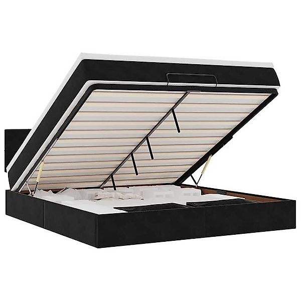 vidaXL Bett Ottoman-Bett mit Matratze & LEDs Schwarz 180x200 cm Samt günstig online kaufen