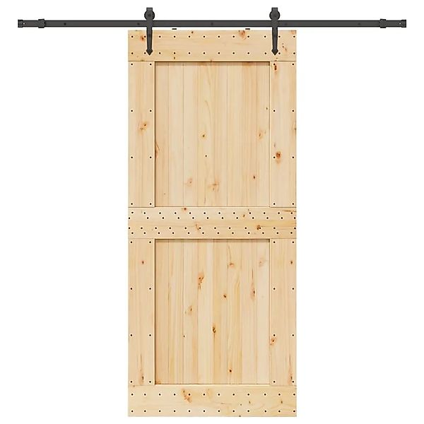 vidaXL Schiebetür mit Beschlag 100x210 cm Massivholz Kiefer 3332747 günstig online kaufen