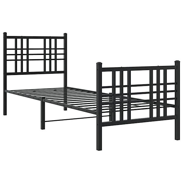 vidaXL Bettgestell mit Kopf- und Fußteil Metall Schwarz 75x190 cm 376332 günstig online kaufen