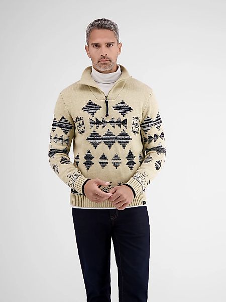 LERROS Strickpullover "LERROS Jaquardpullover mit Troyerkragen" günstig online kaufen