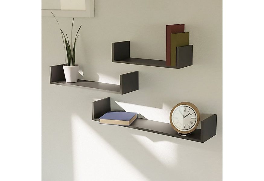 Mojawo Wandregal 3er Wandregal Bücherregal CD Board Schweberegal MDF B30/45 günstig online kaufen