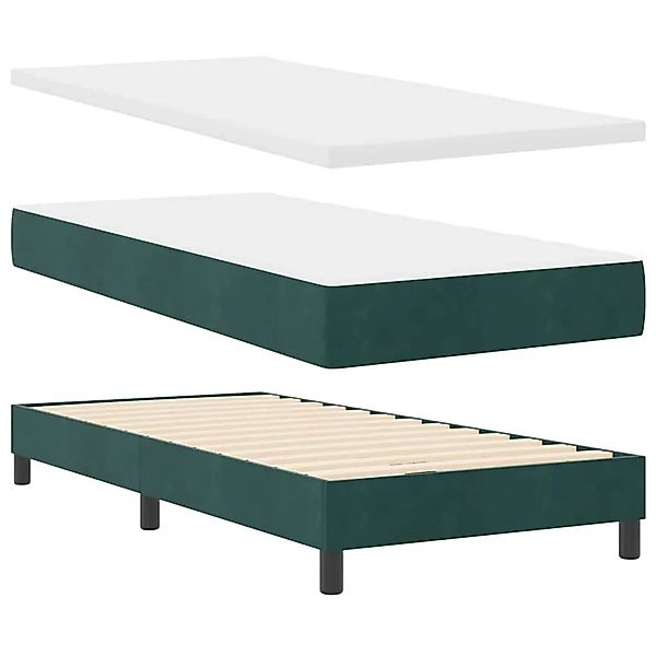 vidaXL Boxspringbett mit Matratze Dunkelgrün 190 x 90 cm Polyester 3341501 günstig online kaufen