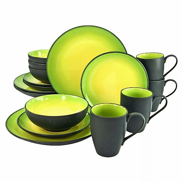 CreaTable Kombiservice HOT GREEN grün Steinzeug 16 tlg. günstig online kaufen