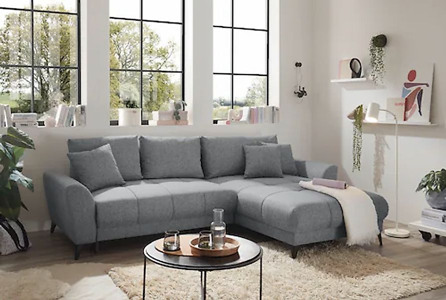 ED EXCITING DESIGN Ecksofa »Bern L-Form«, mit Bettfunktion, Bettkasten & 3 günstig online kaufen
