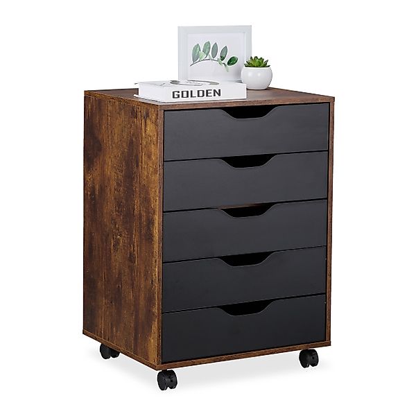 relaxdays Rollcontainer mit Schublade, Industrial-Schwarz günstig online kaufen