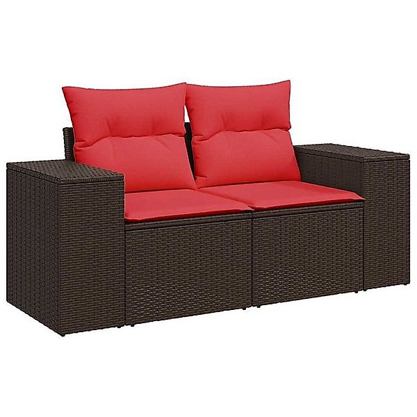 vidaXL Loungesofa Gartensofa mit Kissen 2-Sitzer Braun Poly Rattan günstig online kaufen