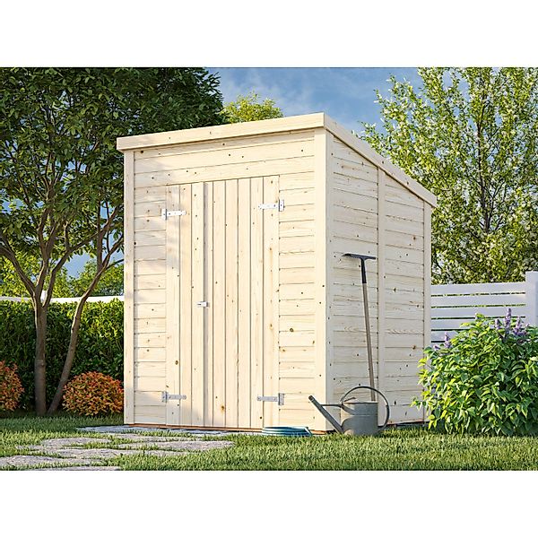 Palmako Gerätehaus Leif 183 x 170 cm Lackiert Hellgrau FSC® günstig online kaufen