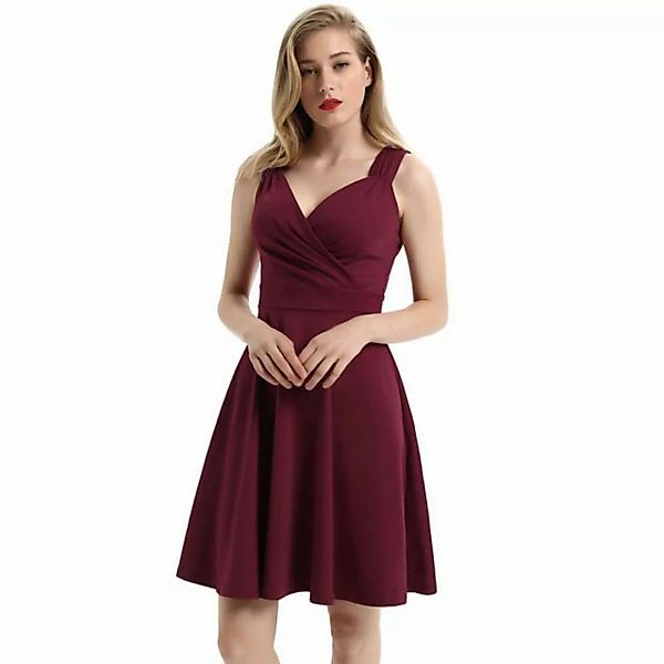 ZWY Abendkleid Damen Rockabilly Knielang Vintage Kleid Faltenrock Retro Kle günstig online kaufen
